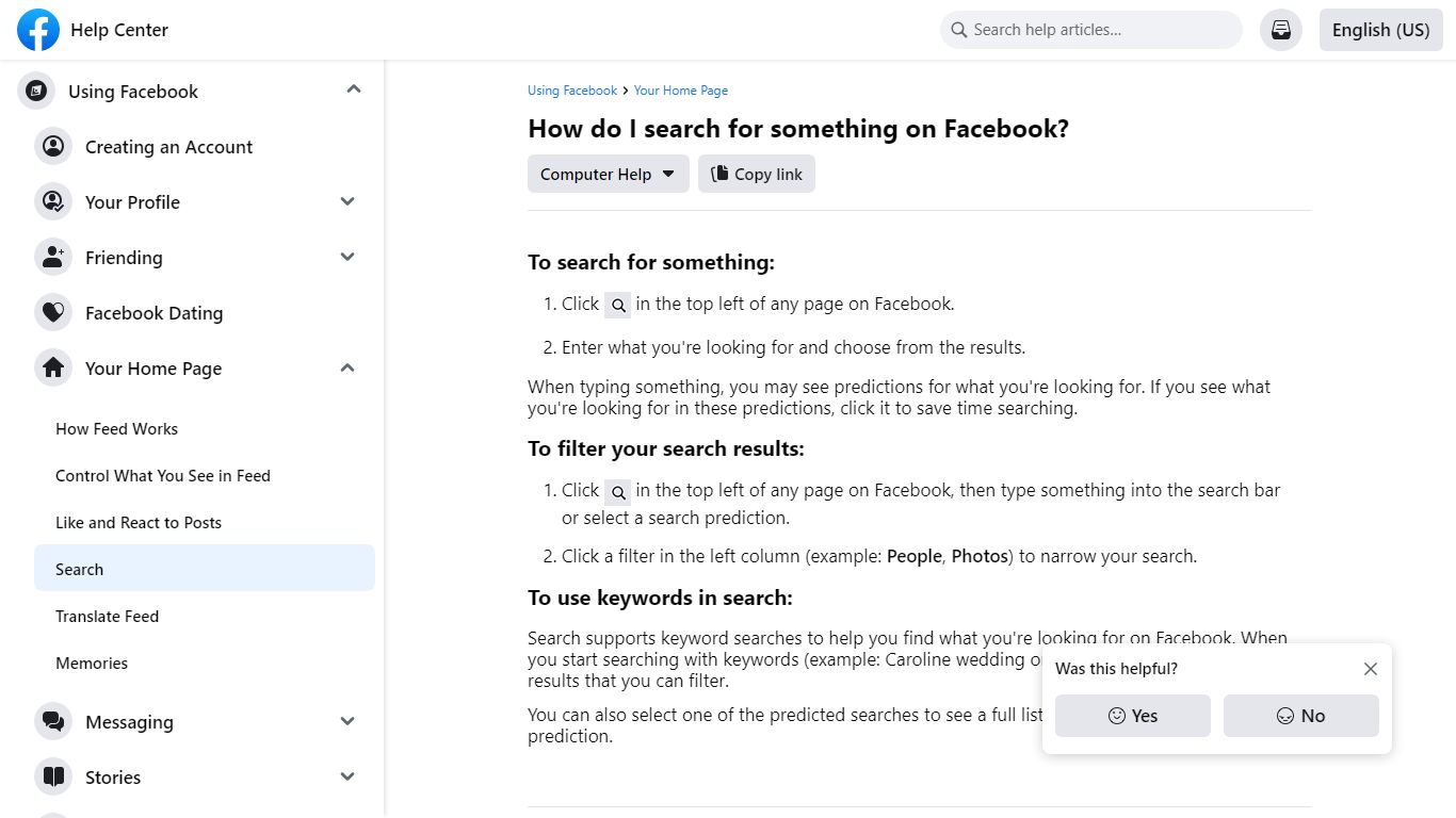 How do I search for something on Facebook? | Facebook Help ...